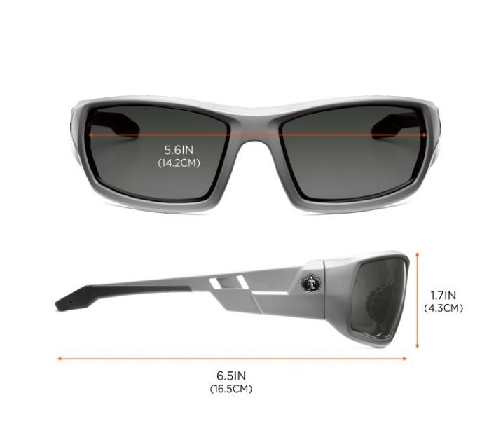 lot 730 image: NEW 2 Pack of Ergodyne Skullerz ODIN Safety Glasses-Eye Protection Smoke Lens Matte Gray Frame