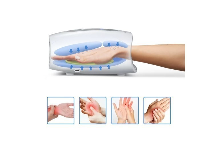 lot 928 image: Dartwood Hand Massager with Heat and Compression - Wireless Electric Massager for Hands, Wrists, and Fingers (White)
