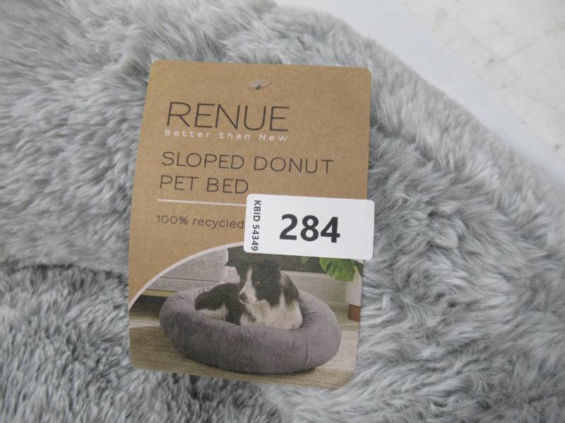 lot 374 image: NEW  Renue Sloped Donut Pet Bed, 35 X 34 in - Rabbit Grey