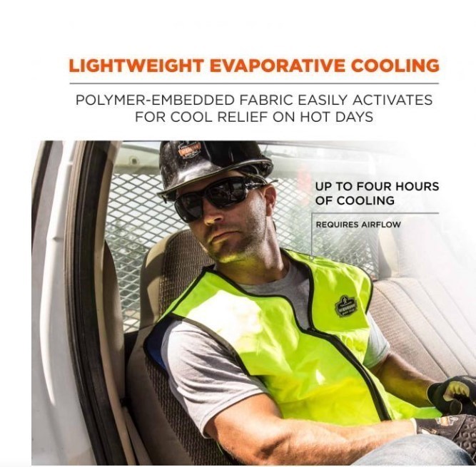 lot 805 image: NEW Chill-Its 6665 Evaporative Cooling Vest - Embedded Polymers, Zipper Closure - LIME - LARGE
