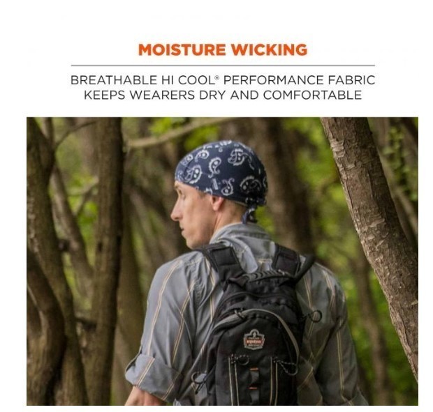 lot 807 image: NEW 2 Pack of Ergodyne Chill-Its 6615 High-Performance Bandana Do Rag - Terry Cloth Sweatband - Red Western