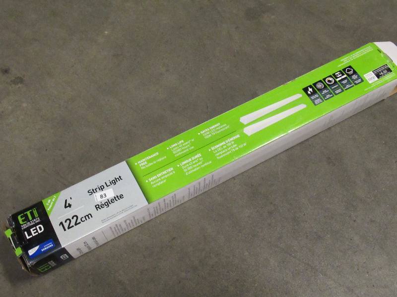 lot 83 image: NEW ETI Versa Strip 48 in. L White Hardwired LED Strip Light 5500 Lumen, 100W