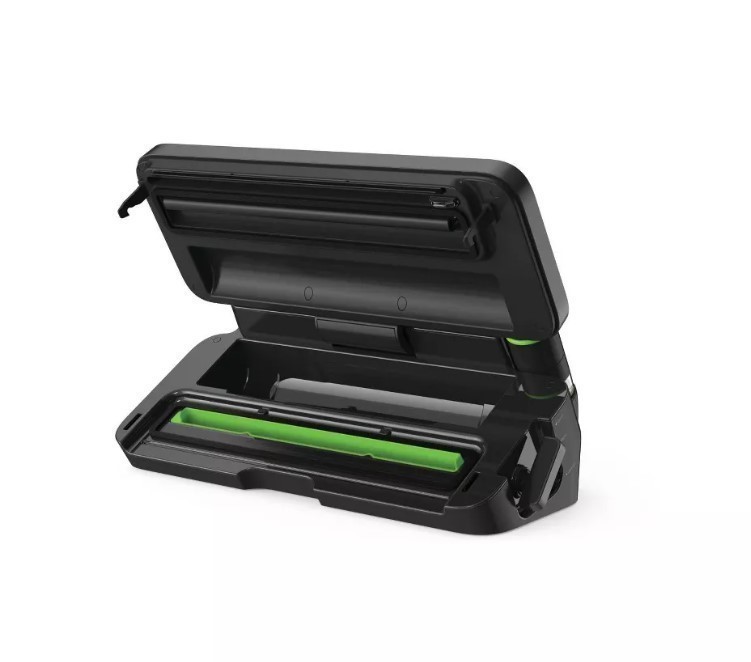 lot 87 image: NEW FoodSaver Premier Vacuum Sealer with DryMoistMarinate Modes, Roll Storage and Cutter Bar, and Bags and Roll Starter Kit - Black