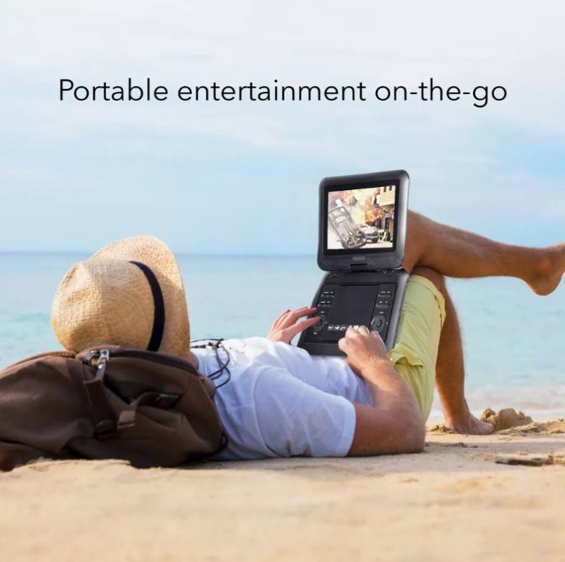 lot 412 image: HOM Portable DVD Player with 10.1-inch LCD Screen - DVD  CD Player with SD Card & USB Support