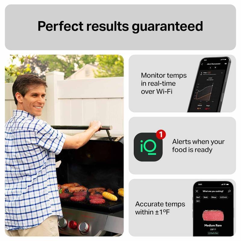 lot 422 image: CHEF iQ Sense Smart Wireless Meat Thermometer with 2 Ultra-Thin Probes, Unlimited Range Bluetooth Meat Thermometer, Digital Food Thermometer for Remote Monitoring of BBQ Grill, Oven
