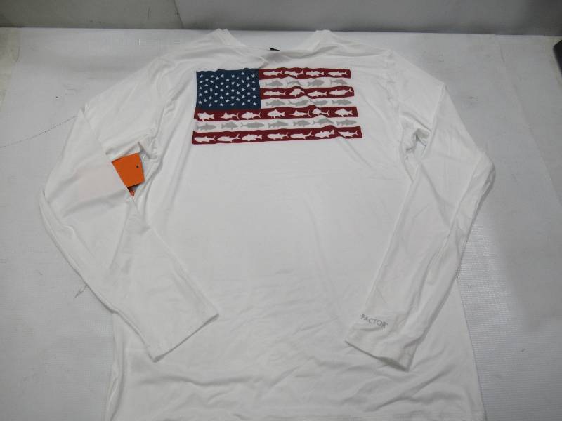 lot 440 image: NEW Habit Mens Solar Factor Quick Dry Cooling Broadside Basin Long Sleeve Graphic Tee - Cool White - XXL