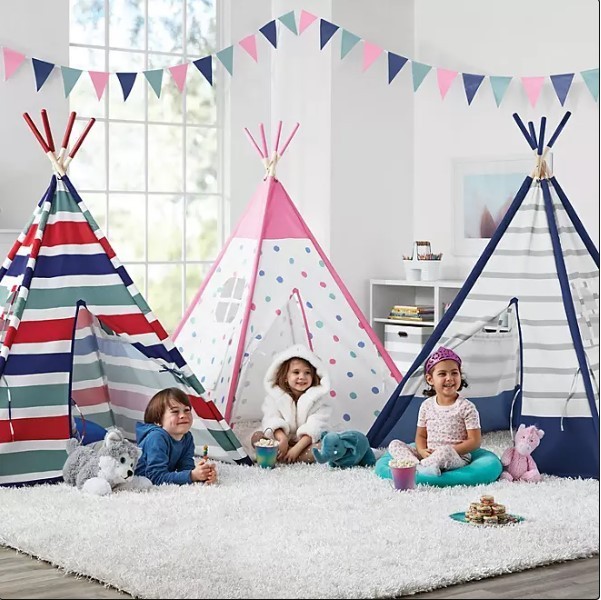 lot 238 image: NEW Members Mark Indoor Playroom Tent - NavyGrayWhite