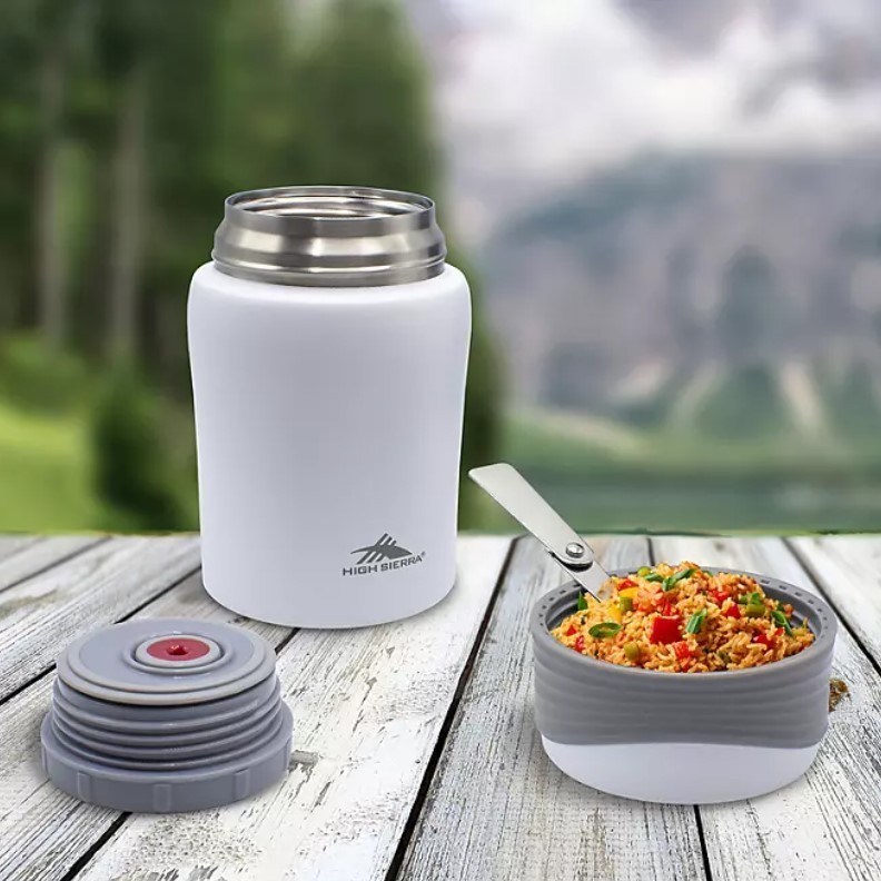 lot 218 image: NEW High Sierra 2-Pack Vacuum Insulated Stainless Steel Food Jars, 24 oz. - BlackWhite