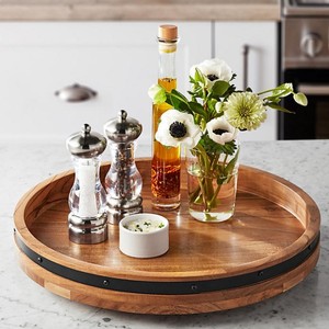 lot 322 image: NEW Members Mark Acacia Wood 18 inch Farmhouse Lazy Susan