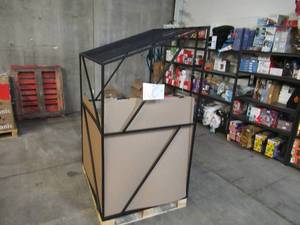 lot 106 image: Welded Black Metal Frame Built to Fit Onto Pallets with Angled Roof - Perfect for Projects