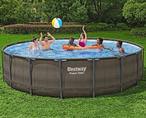lot 110 image: NEW Bestway Power Steel Round Above Ground Pool Set, 18 x 48