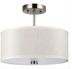 lot 348 image: Generation Lighting Two Light Flush  Semi-Flush Convertible Light - Brushed Nickel