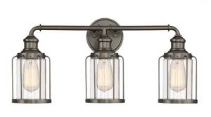 lot 352 image: Anson 3 Light Bath Bar in Satin Copper Bronze with Clear Glass by Designers Fountain