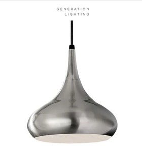 lot 353 image: Generation Lighting Belle 10 Wide Pendant P1253BS - Brushed Steel