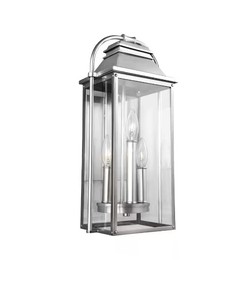 lot 367 image: Wellsworth 3-Light Painted Brushed Steel Outdoor 18.25 in. Wall Lantern Sconce by  Generation Lighting
