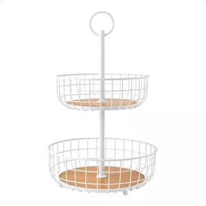 lot 375 image: Members Mark 2 Tier Wire Basket Stand - White
