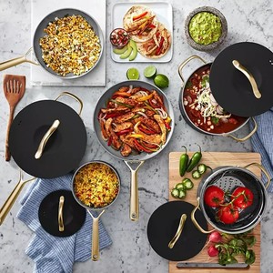 lot 376 image: NEW Members Mark 11-Piece Modern Ceramic Cookware Set - Black