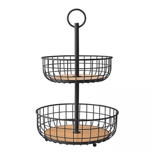 lot 380 image: Members Mark 2 Tier Wire Basket Stand - Black