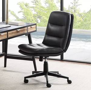 lot 85 image: NEW Serta Faux Leather Armless Task Home Office Chair - Black