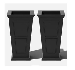 lot 90 image: NEW Veradek Brixton Series 28 in. T Black Plastic Planter (2-Pack)