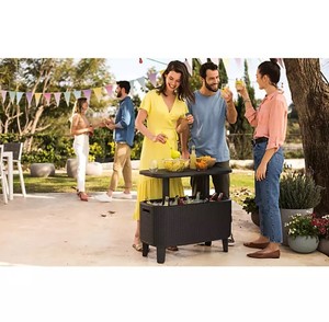 lot 95 image: Keter Bevy Bar 2-in-1 Pop-Up Table and Cooler - Brown