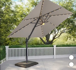 lot 140 image: Seasons Sentry 10 Square Solar LED Cantilever Umbrella - Pebble
