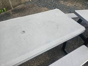 lot 75 image: Lifetime Commercial Picnic Table - Gray - USED and Damaged