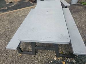 lot 76 image: Lifetime Commercial Picnic Table - Gray - USED and Damaged