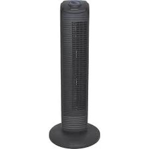 Lot of Hampton Bay 28 in. 3 Speed Oscillating Tower Fan in Black  Customer Returns See Pictures