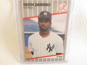 lot 99 image: 1989 Fleer Deion Sanders Rookie Car...