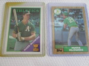 lot 236 image: 1987 & 1988 Topps Mark McGwire Card...