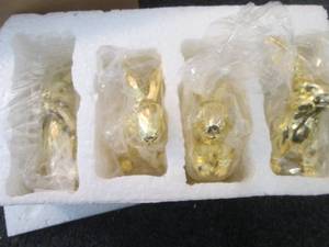 lot 314 image: 2- 4 pks Gold Toned Bunnies...
