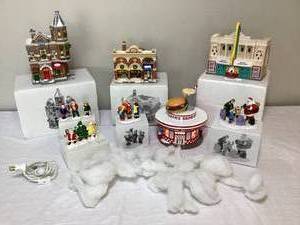 Snow Village Houses and Accessories #2- 8 total Village Pieces