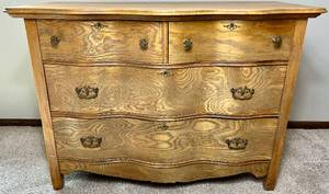 Antique 4 Drawer Serpentine Front Dresser