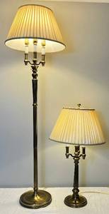 Stiffel Lamp Set - Stiffel Floor Lamp & Shade, Stiffel Table Lamp