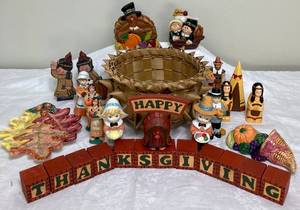 Indigenous Hand Made Curly Ash Basket and Thanksgiving Dcor Bundle