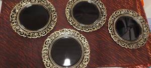lot 36 image: 14 Black Gold Vintage Acrylic Charger Plates (6 Chargers Total only 4 shown)