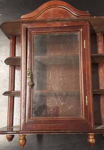 lot 48 image: Wooden Wall Curio Cabinet