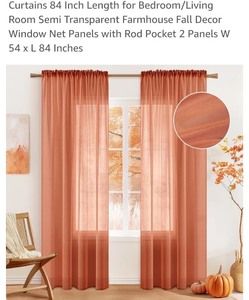 lot 64 image: 14 Panels of Sheer Curtains-Brownish Cinnamon hue