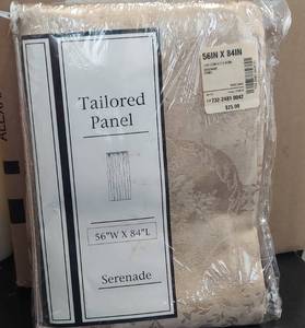lot 138 image: Tailored Dark Taupe Patterned Curtain Panel 56W x 84 L