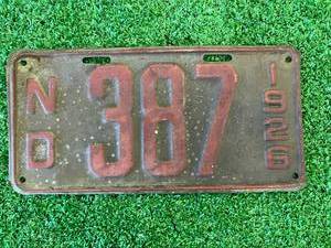 lot 23 image: 1926 ND 3 Digit License Plate