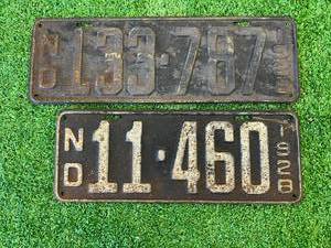 lot 25 image: 1928 ND License Plates