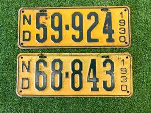 lot 27 image: 1930 ND License Plates
