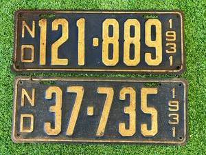 lot 28 image: 1931 ND License Plates