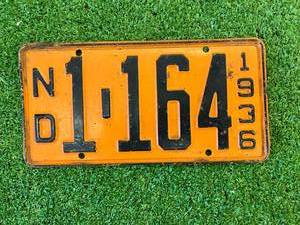 lot 34 image: 1936 ND 4 Digit License Plate
