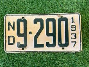 lot 36 image: 1937 ND 4 Digit License Plate