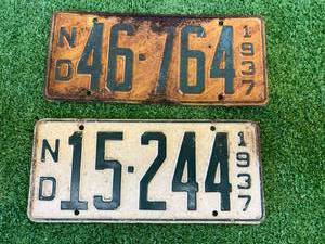 lot 37 image: 1937 ND License Plates