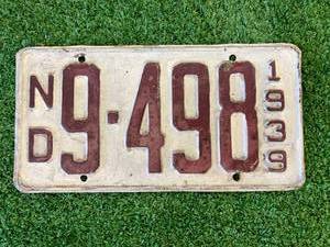 lot 40 image: 1939 ND 4 Digit License Plate