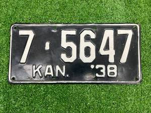 lot 51 image: 1938 Kansas License Plate