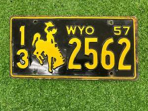 lot 54 image: 1957 Wyoming License Plate